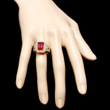 Load image into Gallery viewer, 8.20 Carats Natural Red Ruby and Diamond 14K Solid Yellow Gold Ring