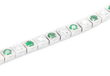 Load image into Gallery viewer, 4.70ct Natural Emerald and Diamond 14k Solid White Gold Bracelet