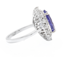 Load image into Gallery viewer, 9.90 Carats Natural Tanzanite and Diamond 18k Solid White Gold Ring