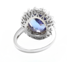 Load image into Gallery viewer, 9.90 Carats Natural Tanzanite and Diamond 18k Solid White Gold Ring