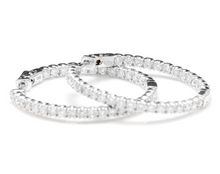 Load image into Gallery viewer, 3.00ct Natural Diamond 14k Solid White Gold Hoop Earrings