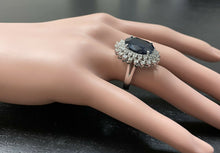 Load image into Gallery viewer, 13.00 Carats Natural Sapphire and Diamond 14k Solid White Gold Ring