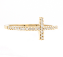 Load image into Gallery viewer, 0.25ct Natural Diamond 14k Solid Yellow Gold Cross Ring