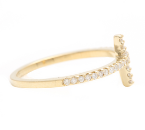 0.25ct Natural Diamond 14k Solid Yellow Gold Cross Ring