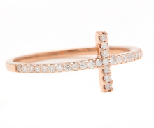 Load image into Gallery viewer, 0.25ct Natural Diamond 14k Solid Rose Gold Cross Ring