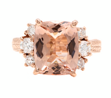 Load image into Gallery viewer, 7.25 Carats Natural Morganite and Diamond 14k Solid Rose Gold Ring