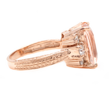 Load image into Gallery viewer, 7.25 Carats Natural Morganite and Diamond 14k Solid Rose Gold Ring