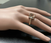 Load image into Gallery viewer, 7.25 Carats Natural Morganite and Diamond 14k Solid Rose Gold Ring
