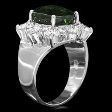 Load image into Gallery viewer, 7.80 Carats Natural Green Tourmaline and Diamond 14K Solid White Gold Ring