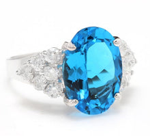 Load image into Gallery viewer, 7.40 Carats Impressive Natural Swiss Blue Topaz and Diamond 14K Solid White Gold Ring