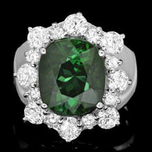 Load image into Gallery viewer, 7.80 Carats Natural Green Tourmaline and Diamond 14K Solid White Gold Ring