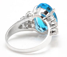 Load image into Gallery viewer, 7.40 Carats Impressive Natural Swiss Blue Topaz and Diamond 14K Solid White Gold Ring