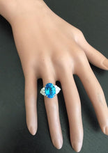 Load image into Gallery viewer, 7.40 Carats Impressive Natural Swiss Blue Topaz and Diamond 14K Solid White Gold Ring