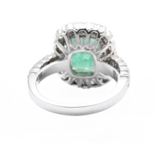 Load image into Gallery viewer, 5.50ct Natural Emerald &amp; Diamond 14k Solid White Gold Ring