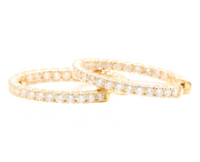 Load image into Gallery viewer, 2.15ct Natural Diamond 14k Solid Yellow Gold Hoop Earrings