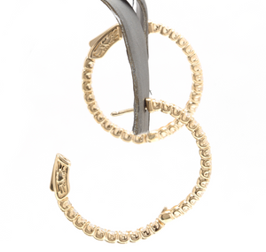 2.15ct Natural Diamond 14k Solid Yellow Gold Hoop Earrings