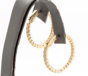 2.15ct Natural Diamond 14k Solid Yellow Gold Hoop Earrings