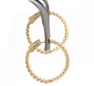 2.15ct Natural Diamond 14k Solid Yellow Gold Hoop Earrings