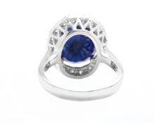 Load image into Gallery viewer, 11.15ct Natural Blue Sapphire &amp; Diamond 14k Solid White Gold Ring