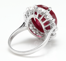 Load image into Gallery viewer, 14.05 Carats Red Ruby and Natural Diamond 14k Solid White Gold Ring