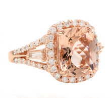 Load image into Gallery viewer, 5.00 Carats Natural Morganite and Diamond 14k Solid Rose Gold Ring