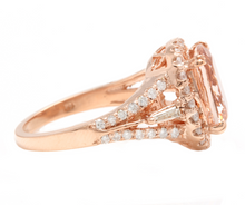 Load image into Gallery viewer, 5.00 Carats Natural Morganite and Diamond 14k Solid Rose Gold Ring
