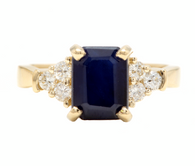 Load image into Gallery viewer, 3.85 Carats Natural Sapphire and Diamond 14k Solid Yellow Gold Ring