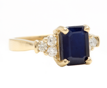 Load image into Gallery viewer, 3.85 Carats Natural Sapphire and Diamond 14k Solid Yellow Gold Ring