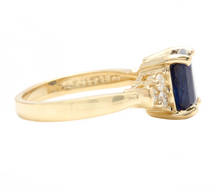Load image into Gallery viewer, 3.85 Carats Natural Sapphire and Diamond 14k Solid Yellow Gold Ring