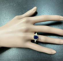 Load image into Gallery viewer, 3.85 Carats Natural Sapphire and Diamond 14k Solid Yellow Gold Ring