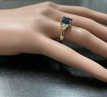 Load image into Gallery viewer, 3.85 Carats Natural Sapphire and Diamond 14k Solid Yellow Gold Ring