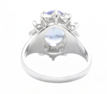 Load image into Gallery viewer, 4.90 Carats Natural Tanzanite and Diamond 14k Solid White Gold Ring