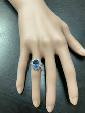 Load image into Gallery viewer, 4.90 Carats Natural Tanzanite and Diamond 14k Solid White Gold Ring