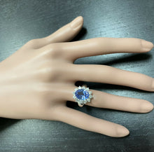 Load image into Gallery viewer, 4.90 Carats Natural Tanzanite and Diamond 14k Solid White Gold Ring