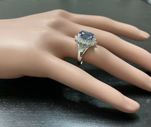 Load image into Gallery viewer, 4.90 Carats Natural Tanzanite and Diamond 14k Solid White Gold Ring