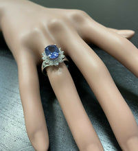 Load image into Gallery viewer, 4.90 Carats Natural Tanzanite and Diamond 14k Solid White Gold Ring