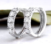 Load image into Gallery viewer, 0.70ct Natural Diamond 14k Solid White Gold Hoop Earrings