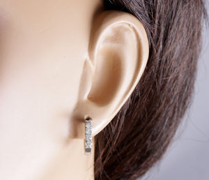 0.70ct Natural Diamond 14k Solid White Gold Hoop Earrings