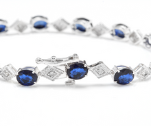 Load image into Gallery viewer, 8.70 Natural Blue Sapphire and Diamond 14k Solid White Gold Bracelet
