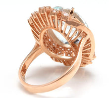 Load image into Gallery viewer, 11.00 Carats Exquisite Natural Aquamarine and Diamond 14K Solid Rose Gold Ring