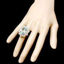 Load image into Gallery viewer, 12.30 Carats Natural Aquamarine and Diamond 14K Solid White Gold Ring