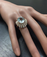 Load image into Gallery viewer, 11.00 Carats Exquisite Natural Aquamarine and Diamond 14K Solid Rose Gold Ring