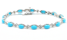 Load image into Gallery viewer, 6.20 Natural Turquoise and Diamond 14k Solid White Gold Bracelet