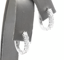 Load image into Gallery viewer, 0.80ct Natural Diamond 14k Solid White Gold Hoop Earrings