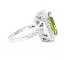 Load image into Gallery viewer, 6.30 Carats Natural Peridot and Diamond 14k Solid White Gold Ring