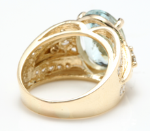 Load image into Gallery viewer, 8.30 Ct Natural Aquamarine and Diamond 18k Solid Yellow Gold Ring