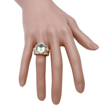 Load image into Gallery viewer, 8.30 Ct Natural Aquamarine and Diamond 18k Solid Yellow Gold Ring
