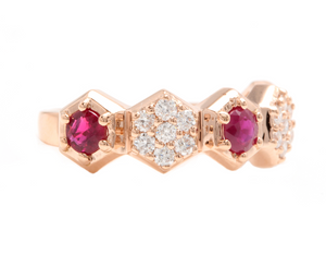 1.40 Carats Natural Ruby and Diamond 14k Solid Rose Gold Ring