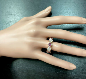 1.40 Carats Natural Ruby and Diamond 14k Solid Rose Gold Ring