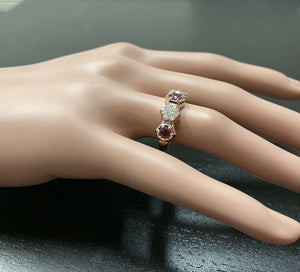 1.40 Carats Natural Ruby and Diamond 14k Solid Rose Gold Ring